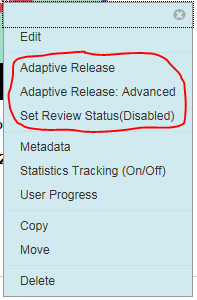 Adaptive release Menu